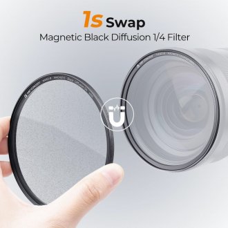 Filter magnetik K&amp;F Concept 62mm Black Diffusion 1/4 Mist, set me unazë bazë dhe kapak, i zi
