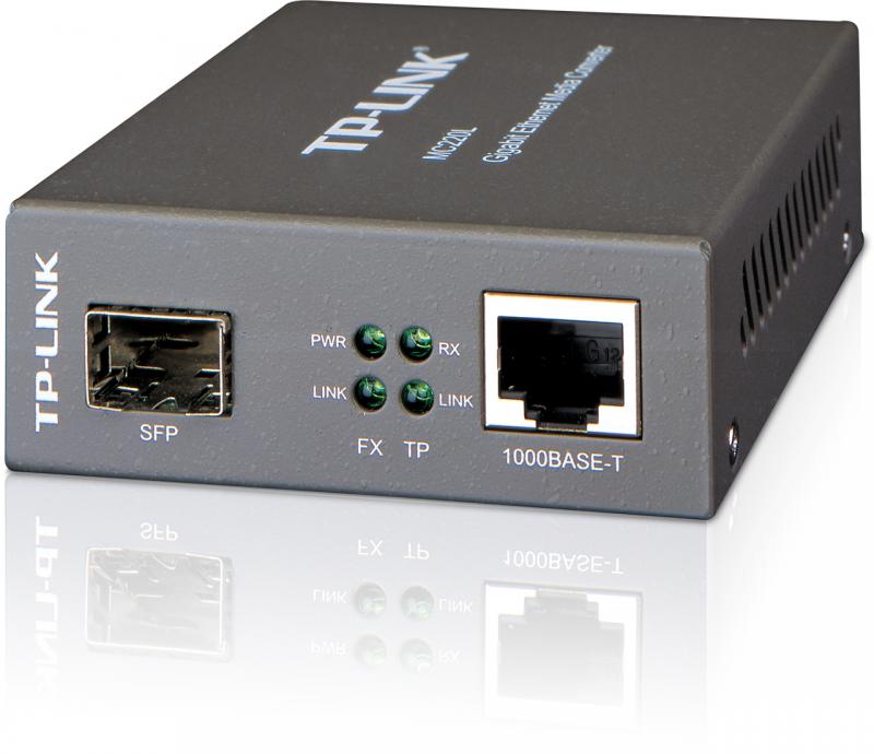 Konvertues media TP Link MC220L, Gigabit SFP, për SMB, i zi