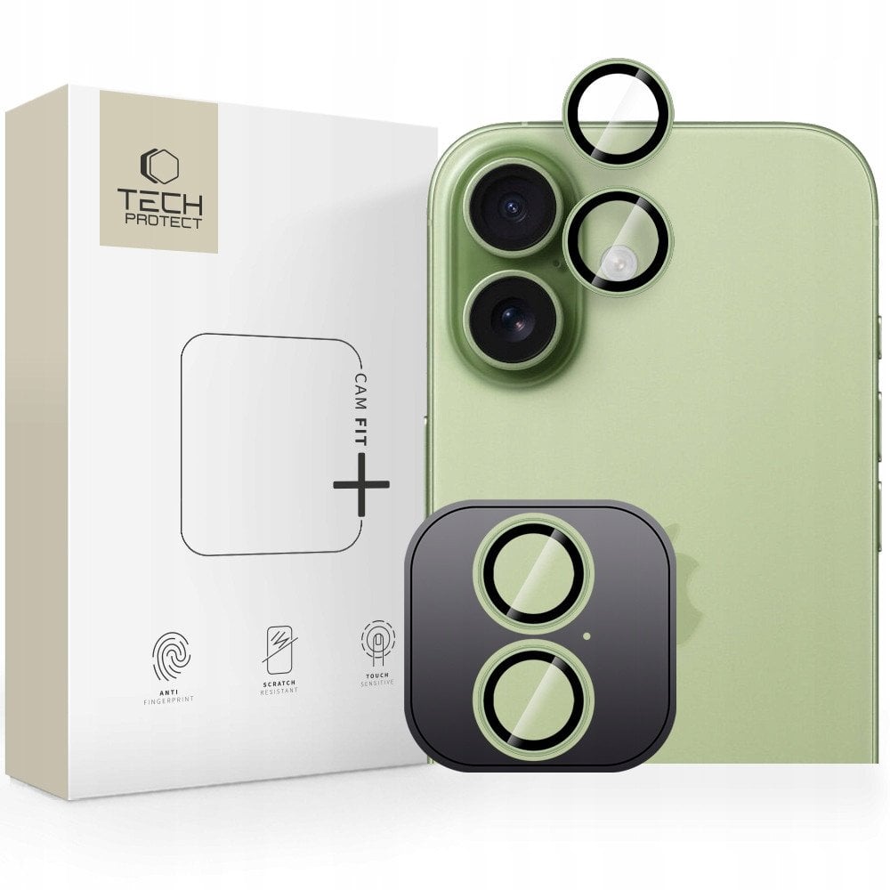 Mbrojtës kamere Tech-Protect Camring Fit+ për iPhone 17, xham dhe alumin, 1 copë, jeshile