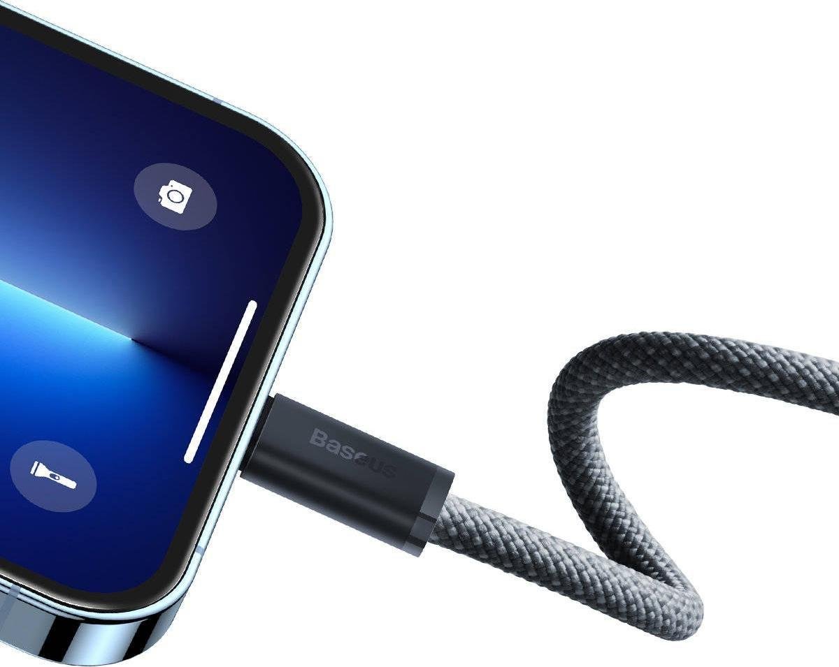 Kabllo USB Baseus USB C në Lightning, 2 m, 20W, gri
