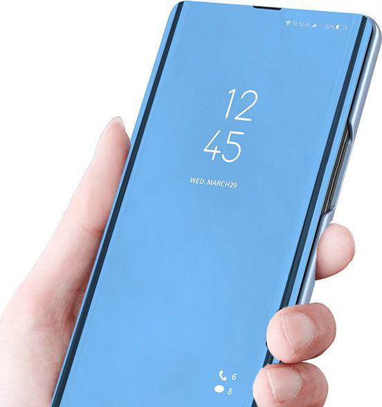 Këllëf flip Hurtel Clear View, Samsung Galaxy S22 Plus, funksion mbështetës, blu
