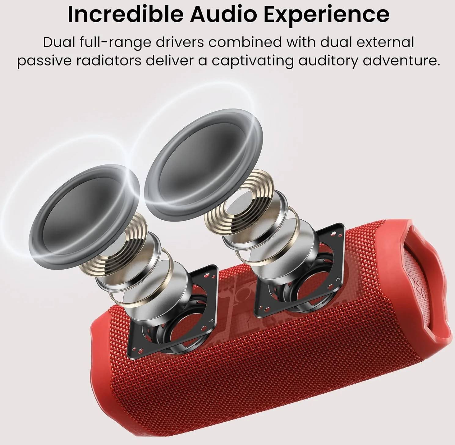 Altoparlant Bluetooth TOZO PA2, 25 orë, IPX8, i kuq