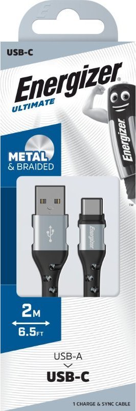 Kabllo USB Energizer C520CKSL, USB A në USB C, 2 m, argjendtë