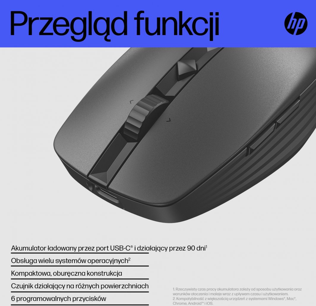 Maus Wireless HP 715, Bluetooth, USB-C, i zi
