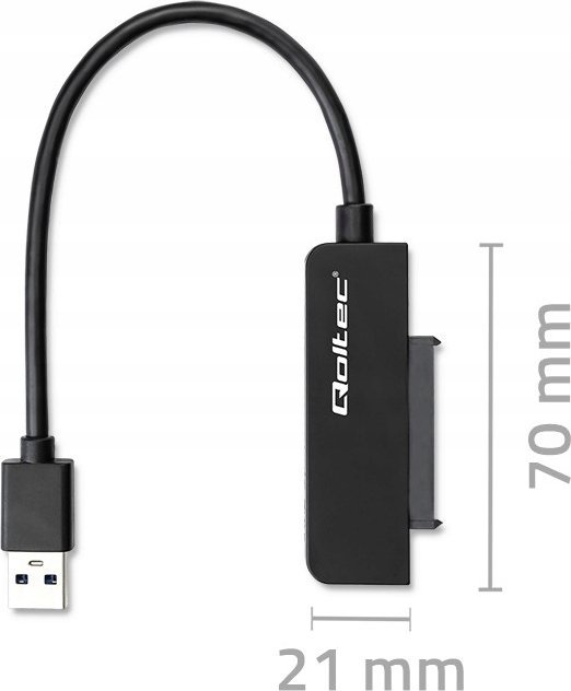 Adapter kabllo Qoltec SATA në USB 3.0, për SSD HDD 2.5", 5Gb/s, 2TB, i zi