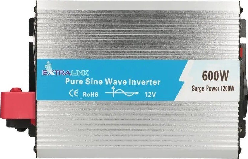 Konvertues tensioni Extralink OPIP-600W, 12V në 230V, 600W, valë sinusoidale e pastër, i zi