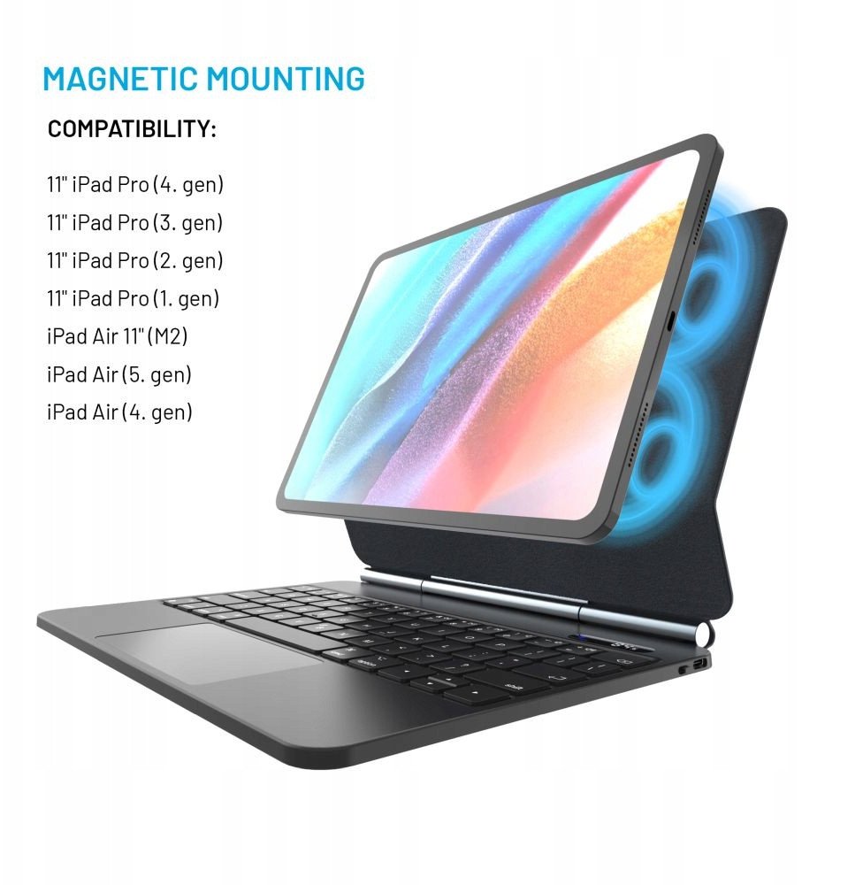 Këllëf me tastierë FIXED Typee për iPad Pro 11" dhe iPad Air 10.9", Bluetooth, i zi