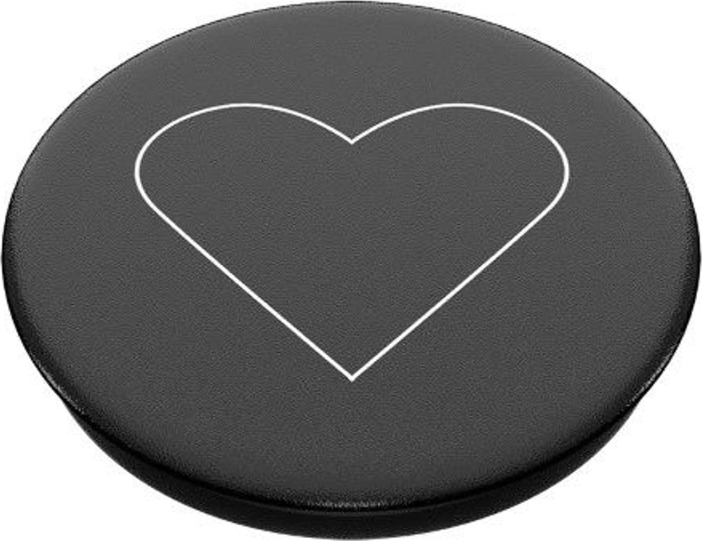 Mbajtëse telefoni PopSockets PopGrip White Heart Black, rrëshqitëse, pjesë e sipërme e zëvendësueshme, e zezë