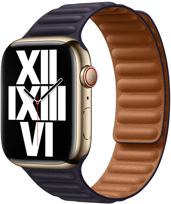 Apple Watch 45mm Band, Ink Leather Link - S/M