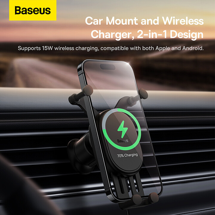 Mbajtëse për celular Baseus Stable Pro, 15W, e zezë