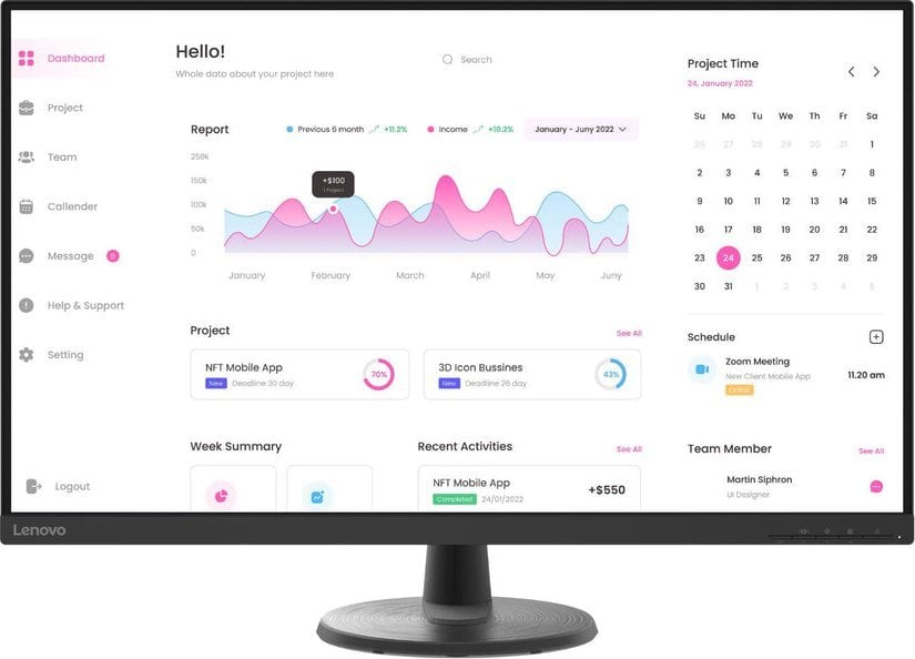 Monitor Lenovo D32-40, 31.5", 1920 x 1080 