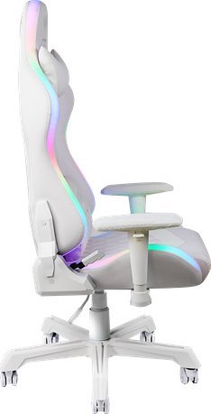 Karrige gaming Deltaco White Line, ergonomike, RGB LED, e bardhë