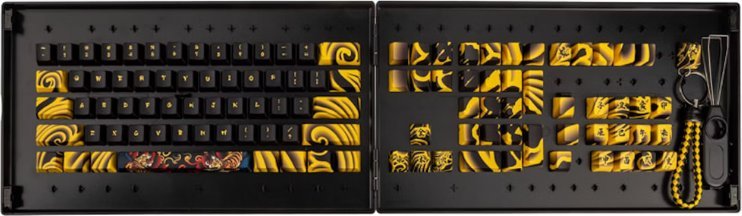 Set kapakësh tastiere Traitors TIGER SKETCH Limited, PBT, layout UK ISO, zi e verdhë