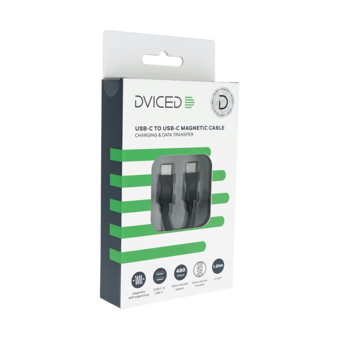 Dviced Magnetic Braided Cable USB-C To USB-C, 1,25m, Dark Grey