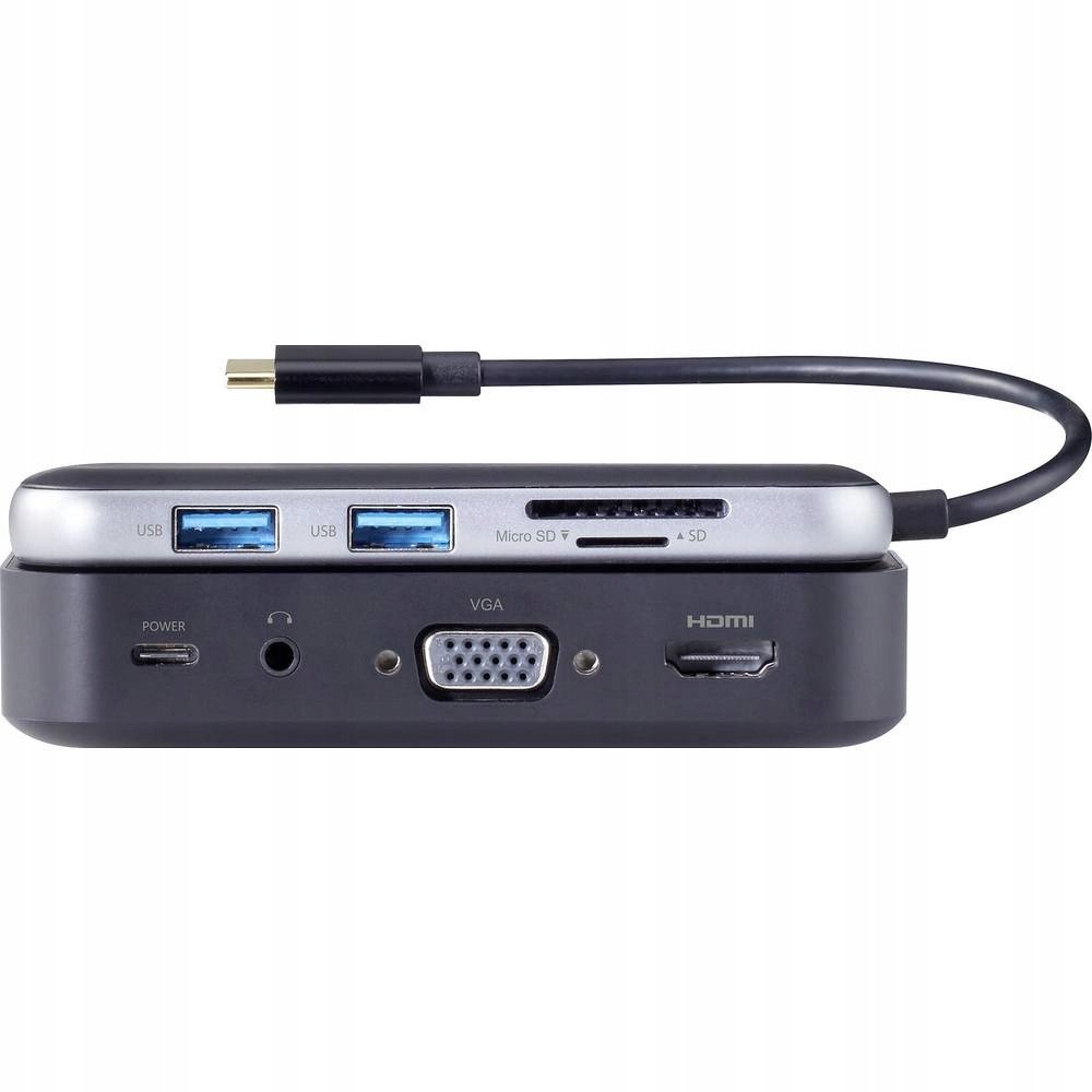 Stacion docking mini Renkforce RF-4499450, USB-C, transmetim pa tela i imazhit, gri