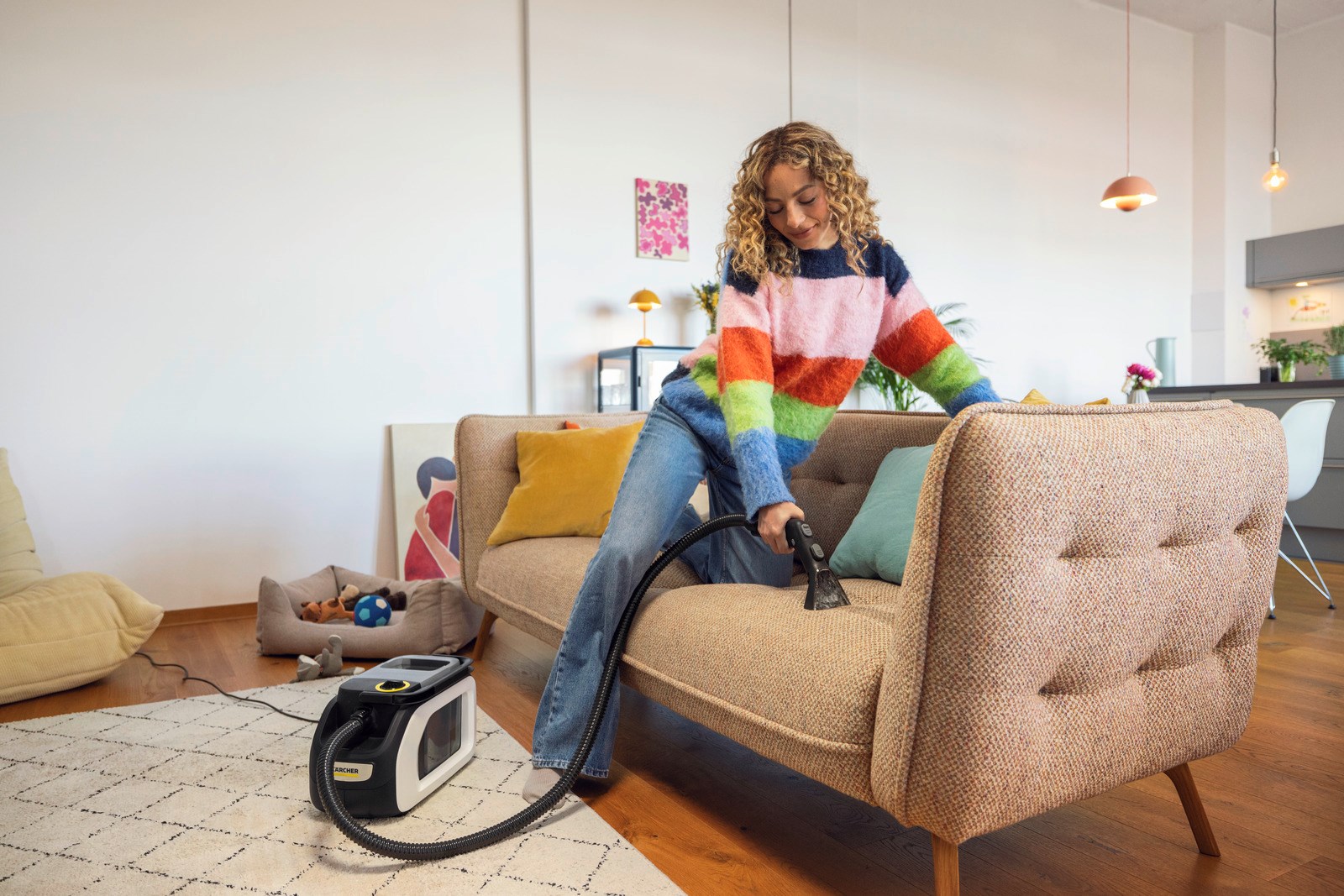 Fshesë me ujë Karcher SE 3 Compact Home, pastrim i lagësht, me kabllo, e bardhë