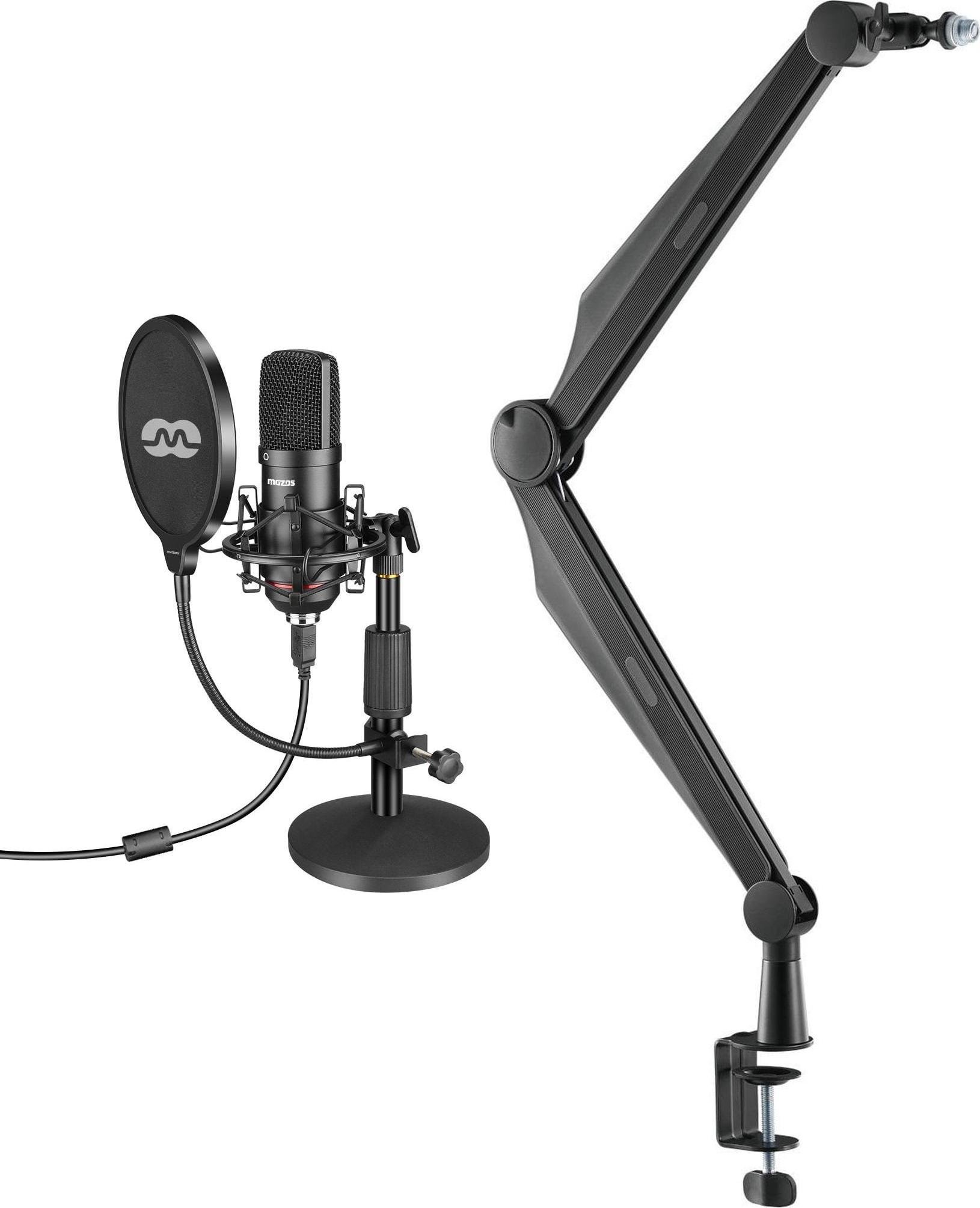 Mikrofon gaming Mozos MKIT-900PRO USB, set studio me krah 80 cm, i zi