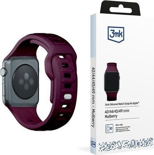 Rrip ore 3mk Silicone Watch Strap për Apple Watch 42 44 45 49mm, silikoni, mulberry
