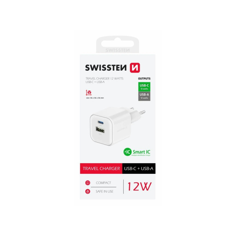 Adapter Power SWISSTEN me porta USB-C dhe USB-A