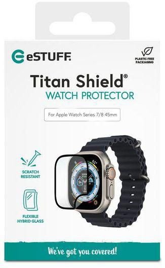 Mbrojtës ekrani eSTUFF Titan Shield Apple Watch, 45mm, xham hibrid fleksibël, i zi
