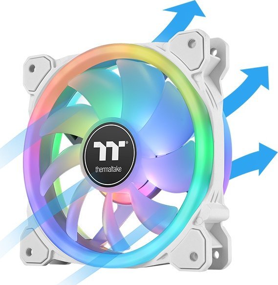 Ventilatorë PC Thermaltake SWAFAN 12 RGB Snow, set 3x120mm, me hub, të bardhë
