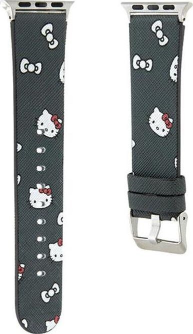 Rrip ore Apple Watch Hello Kitty Heads and Bows, lëkurë vegane PU Saffiano, universal, i zi