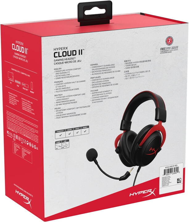 [OUTLET] Kufje me mikrofon HyperX Kingston Cloud II, USB, tё kuqe