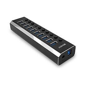 Qendër USB Lindy, 10 porte, 3.0, 5 Gb/s, e zezë