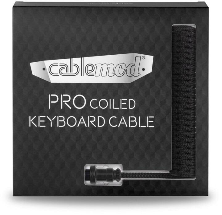 Kabllo spirale CableMod Pro, USB-C/USB-A, 1,5m, e zezë