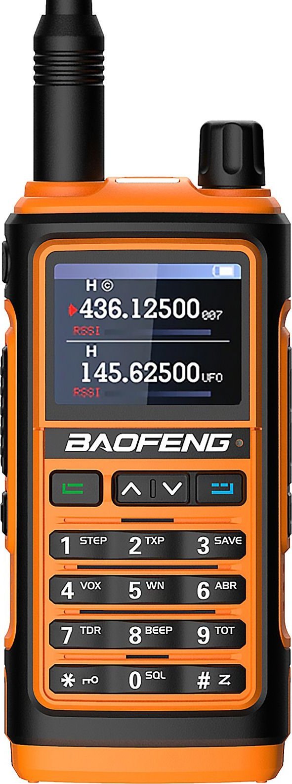 Radiolidhës dorëmbajtës Baofeng UV-17E, 5W, bateri 1800mAh, portokalli
