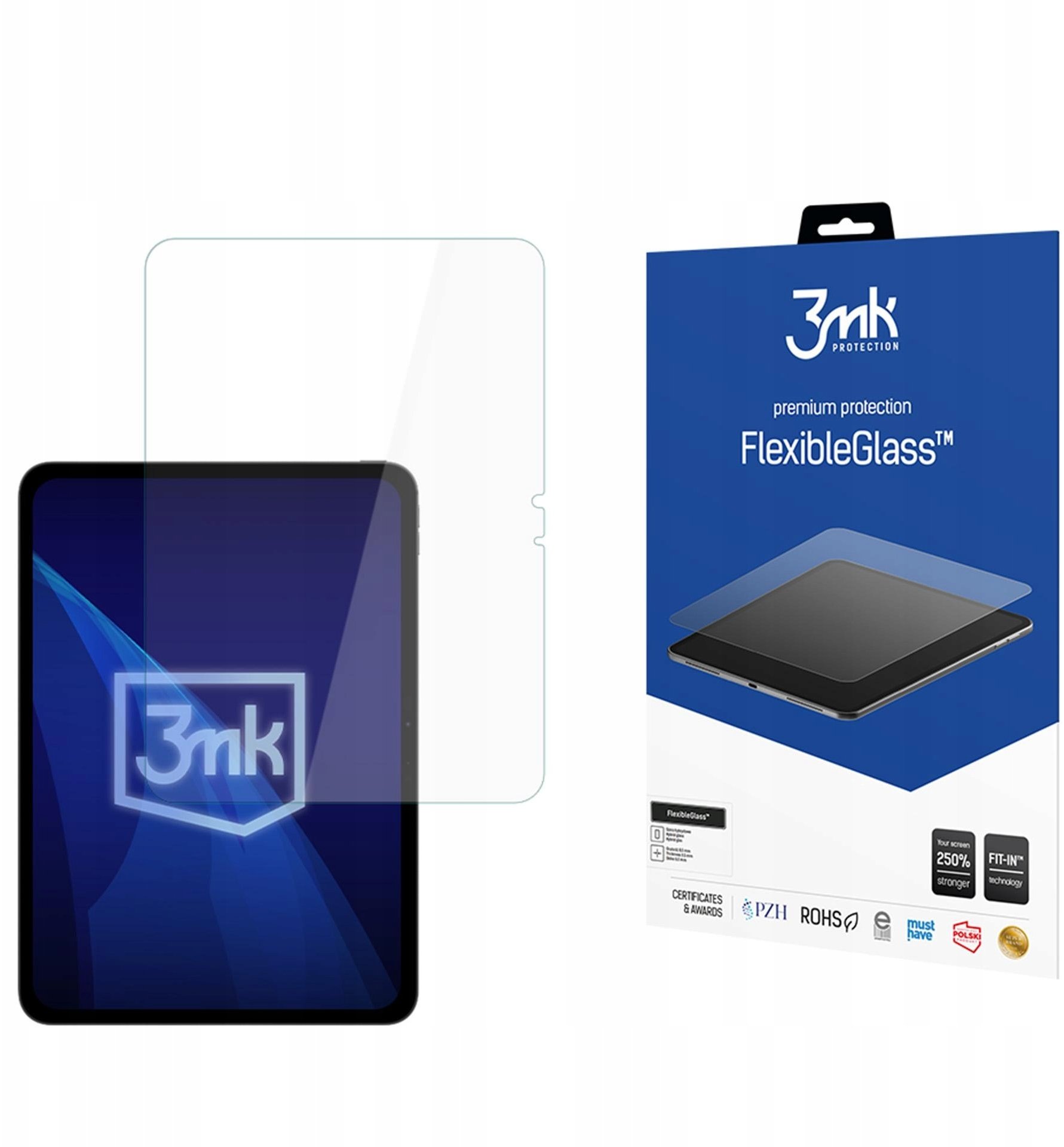 Mburojë ekranit 3mk FlexibleGlass për Apple iPad Pro 11 M5, xham hibrid shatterproof, 0.3mm, transparente