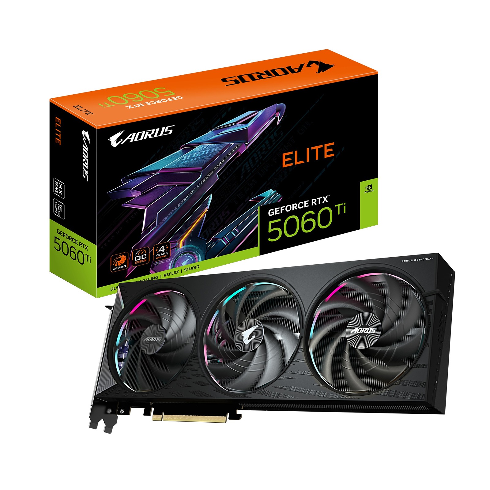 Kartë grafike GIGABYTE AORUS GeForce RTX 5060 Ti ELITE, 16GB GDDR7, PCI-E 5.0