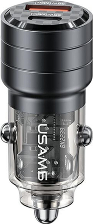 Karikues makine Usams C36 USA966, 2x porta USB, 95W, transparent