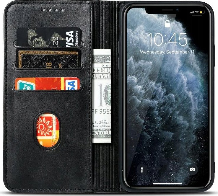 Këllëf portofol Marv për Samsung Galaxy A06 5G, lëkurë eko, me magnet, i zi