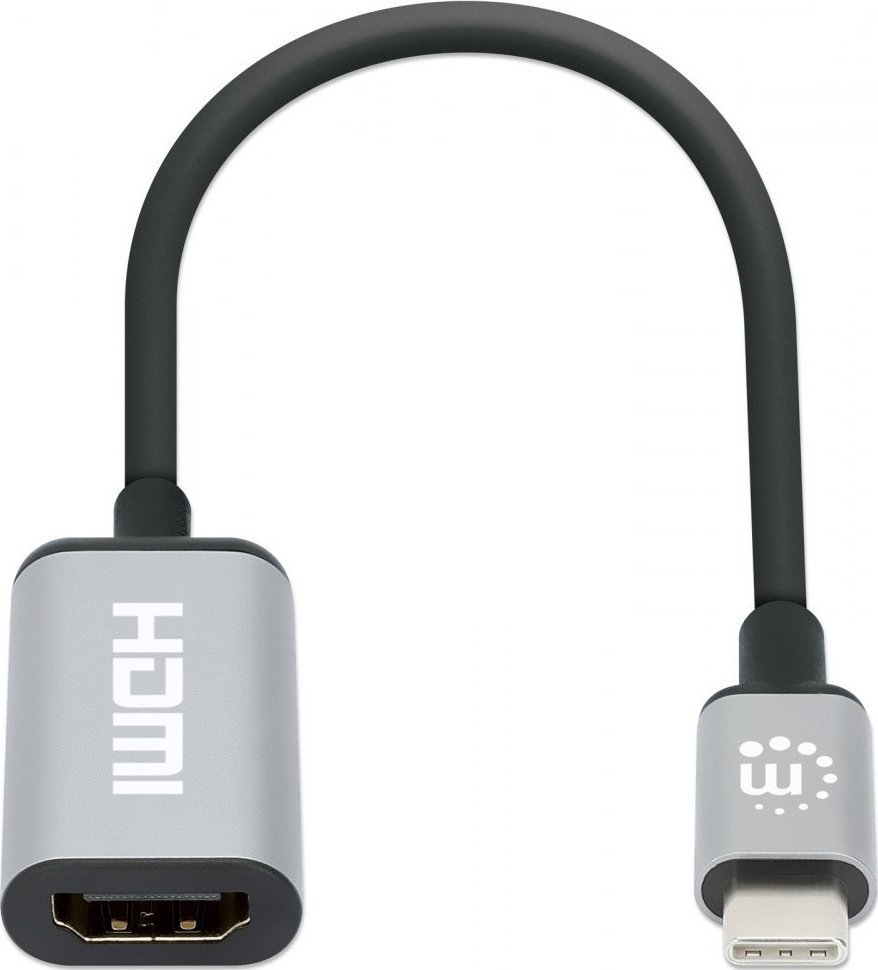 Adapter USB Manhattan USB-C 3.2 në HDMI, 4K 60Hz, gri