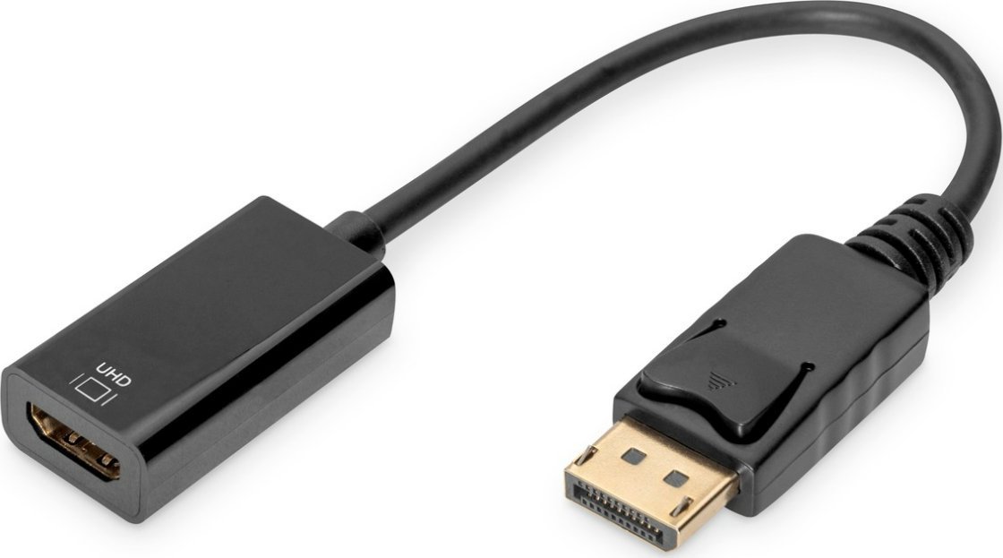 Adapter AV Digitus DisplayPort në HDMI DB-340415-002-S, aktiv, i zi