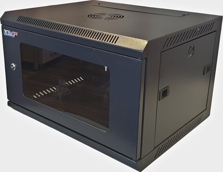 Kabinet muri LEXI Net 19" 12U, 600x450 mm, derë xhami, i zi