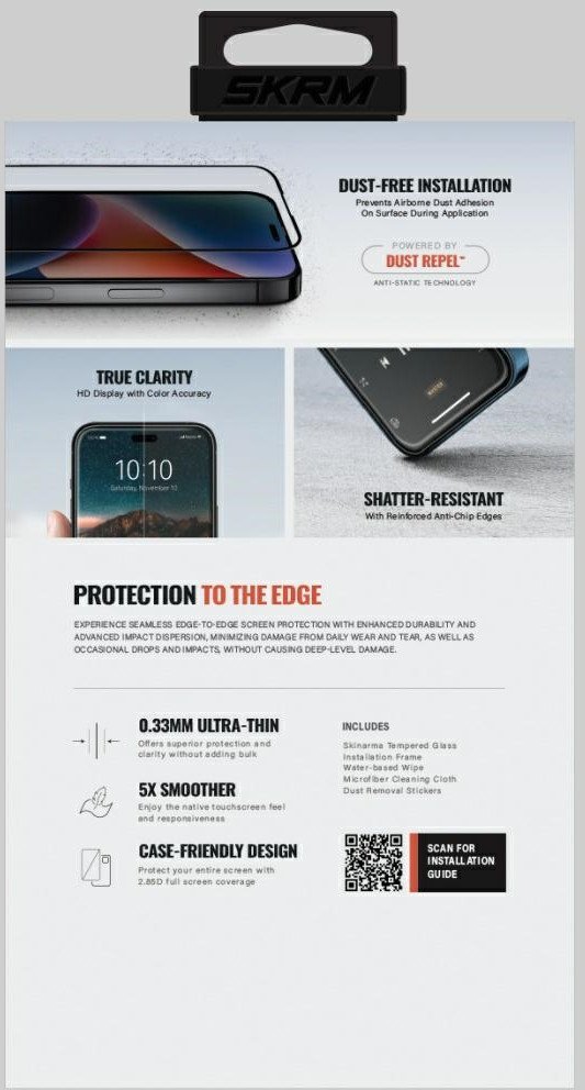 Xham mbrojtës Skinarma True Clear për iPhone 17 Pro, tempered glass, transparent