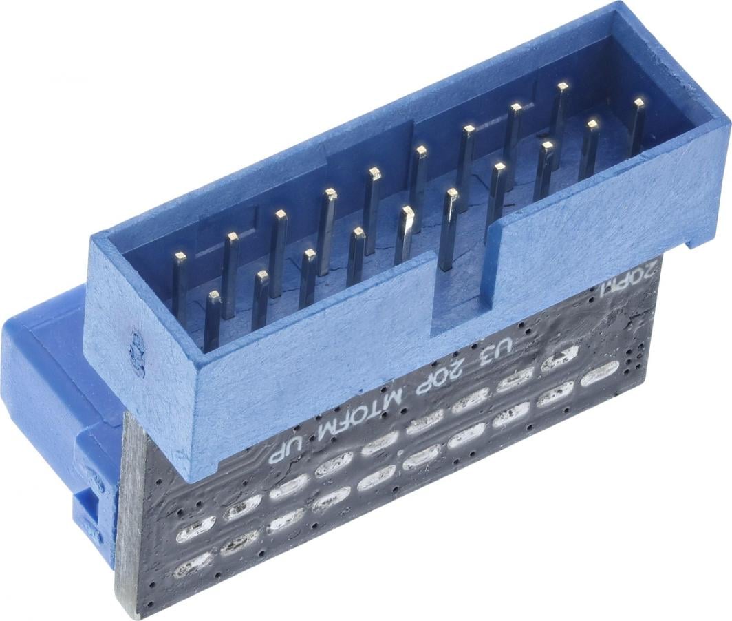 Adapter brendshëm USB 3.0 InLine 33448O, 19 pin, këndor, i zi
