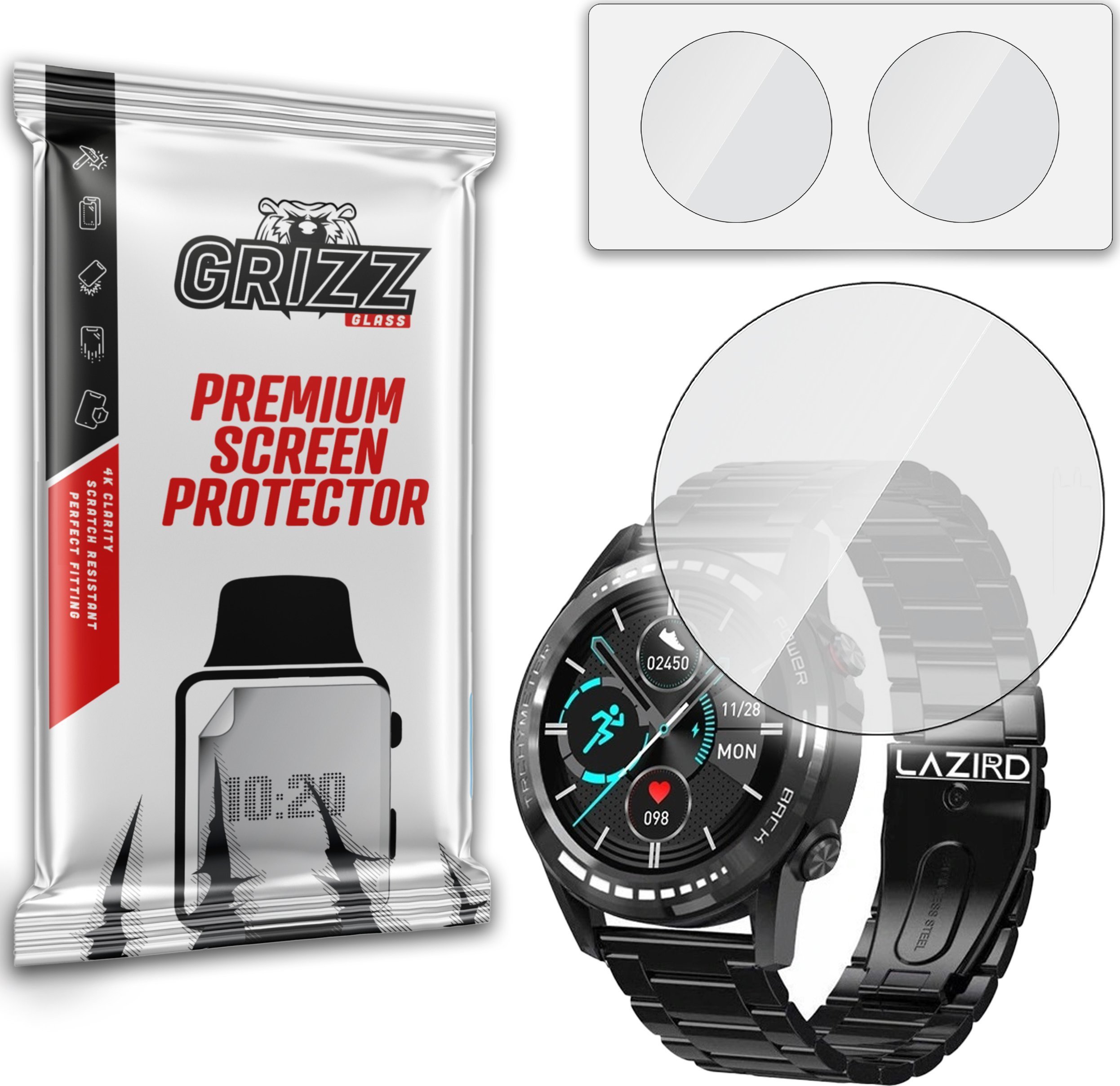 Xham hibrid mbrojtës GrizzGlass HybridGlass Lazird Clas, për orë inteligjente, 2 copë, transparent