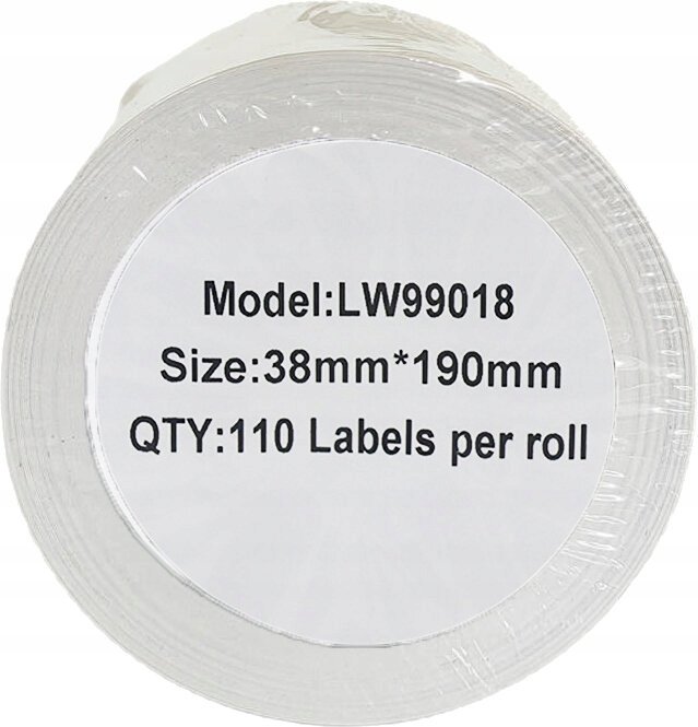 Etiketa vetëngjitëse DYMO LW 99018, 38mm x 190mm, 110 copë, të bardha me printim të zi