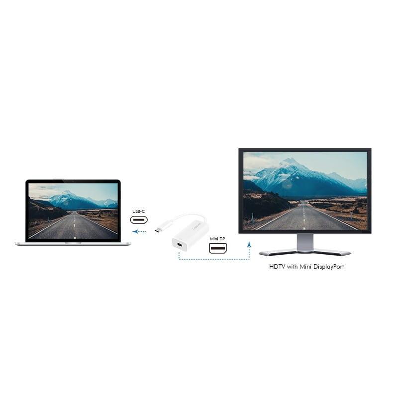 Përshtatës LogiLink UA0360 USB-C - DisplayPort Mini, i bardhë