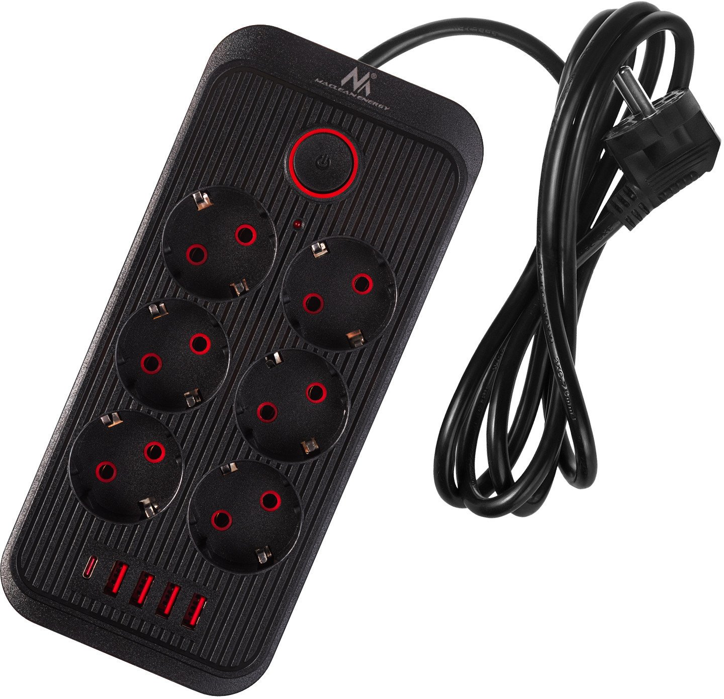 Prizë zgjatëse Maclean, 6 dalje, 4x USB, 110-240V, e bardhë