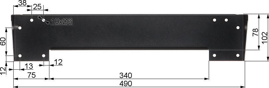 Mbajtës NoName për pajisjet Bracket A19S-1U, 490x102x55mm, i zi