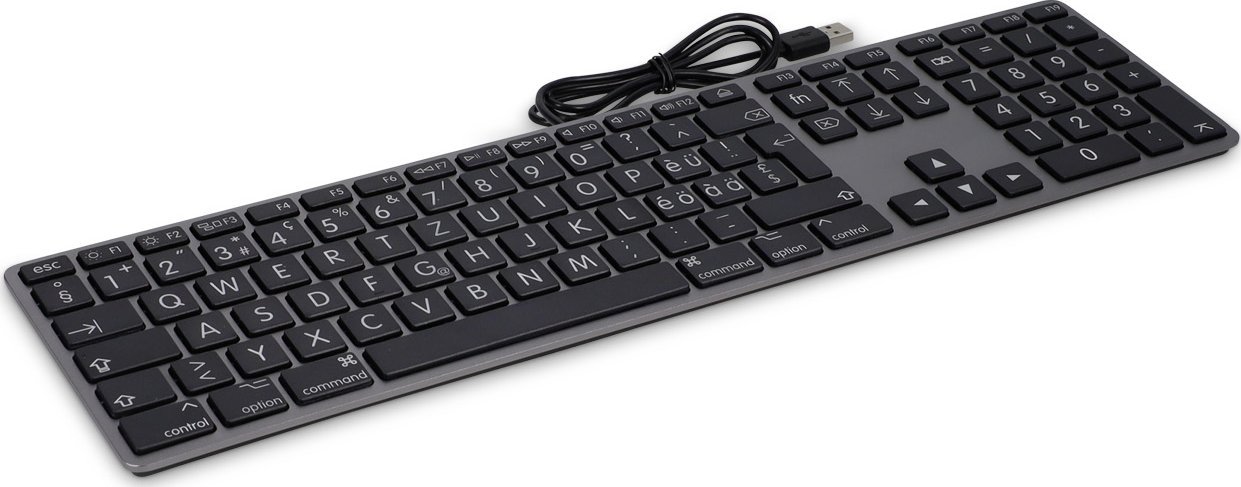 Tastierë LMP KB-1243-BIG, lidhje USB A, layout AZERTY, gri hapur