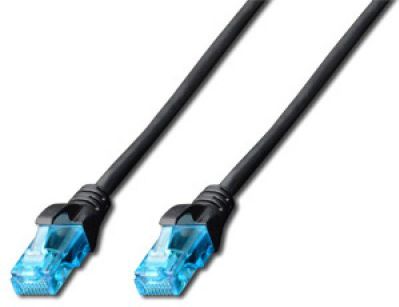 Kabllo patchcord Digitus U/UTP, Cat.5e, PVC, 0.5m, e zezë