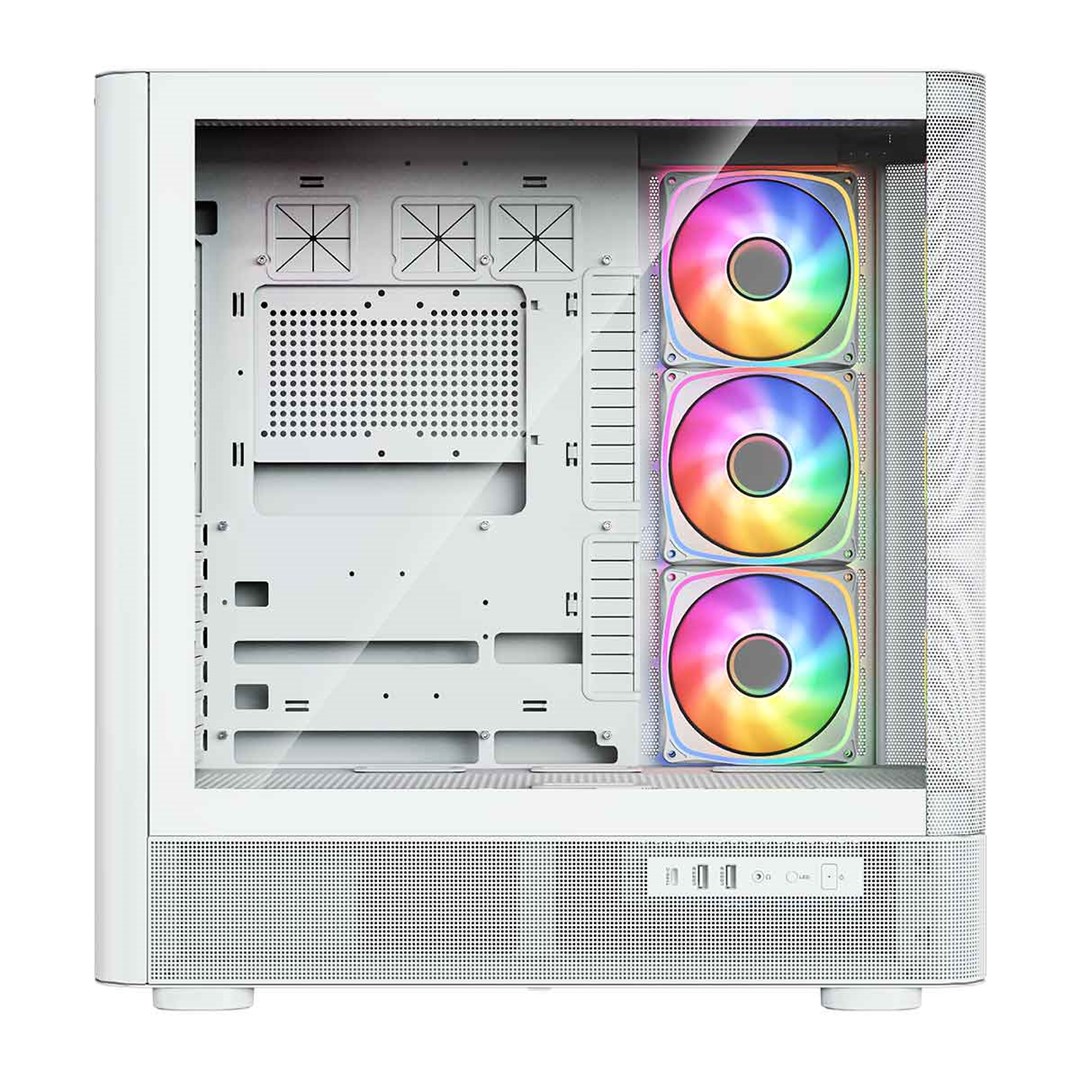Kuti gaming MODECOM Volcano AQ500, MIDI Tower, ARGB, e bardhë