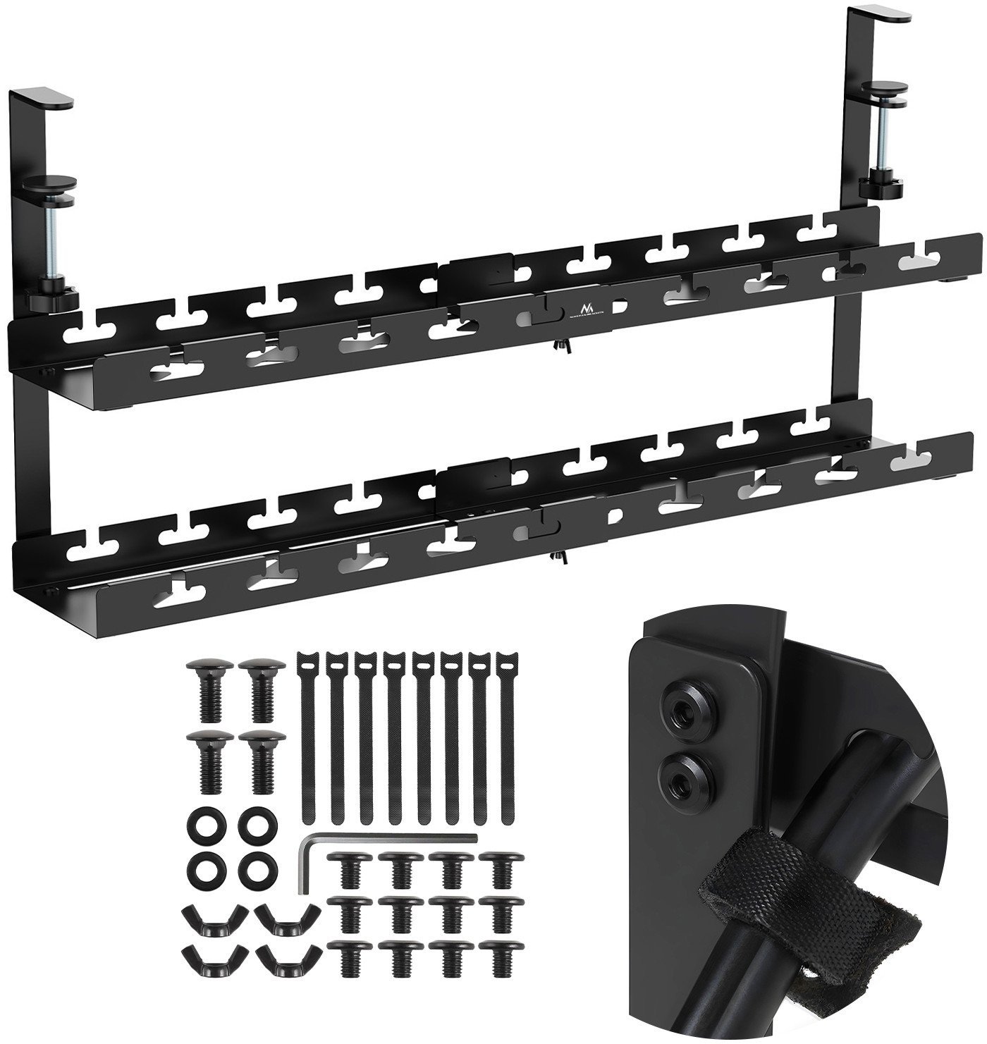 Organizues kabllosh Maclean MC-102 B, nën tavolinë, 2 nivele, i zi