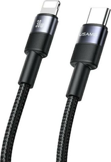 Kabllo karikues USB C në Lightning USAMS SJ729, 1.2m, 30W, e zezë