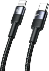 Kabllo karikues USB C në Lightning USAMS SJ729, 1.2m, 30W, e zezë
